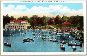 Concert Day Delaware Park Buffalo New York NY Boating Water Adventure Postcard