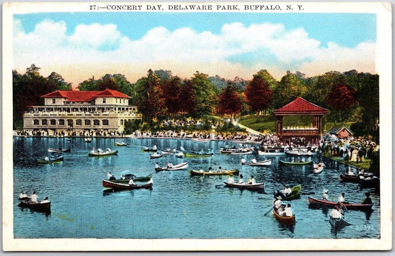 Concert Day Delaware Park Buffalo New York NY Boating Water Adventure Postcard