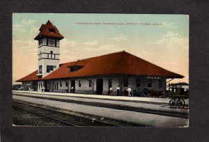 OK Frisco Railroad Train Station Depot Hugo Oklahoma Postcard Transportation