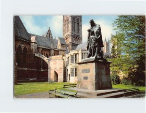 Postcard The Cathedral And The Tennyson Statue, Lincoln, England