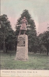 Postcard Wergeland Statue Island Park Fargo ND