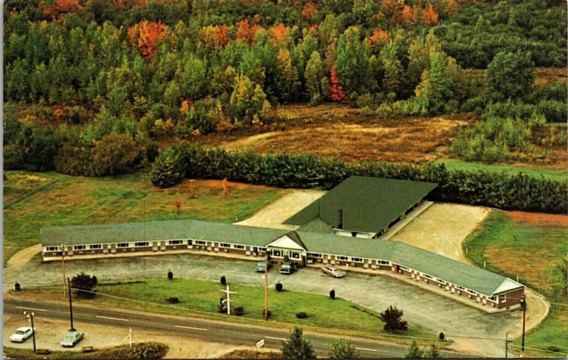 Linnell Motel Rumford Maine ME US 2 Postcard Unposted Vintage Aerial View 