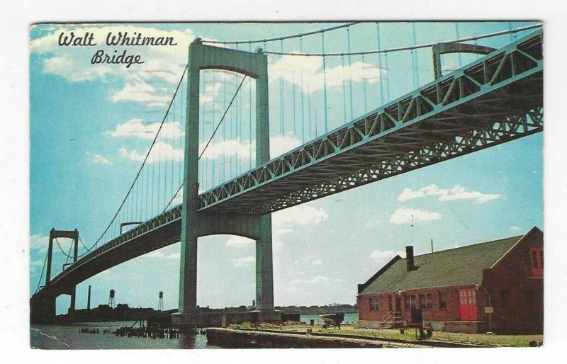 1963 Walt Whitman Bridge, PA, NJ Delaware River Chrome Postcard