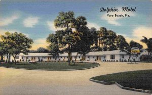 Dolphin Motel Vero Beach Florida linen postcard