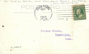Cedar Rapids Iowa 1911 President Garfield Bank Advertising Postcard 24-7710