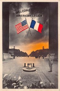 WELCOME TO THE AMERICAN LEGION USA PARIS FRANCE MILITARY POSTCARD (1919)