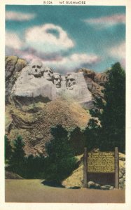 Vintage Postcard Shrine Of Democracy Mount Rushmore Black Hills South Dakota SD