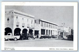 Mexicali BC Mexico Postcard Mercantile BAnk Avenue F.I. Madero 1953 Vintage