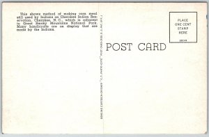 Cherokee North Carolina 1946 Postcard Cherokee Indians Pounding Corn
