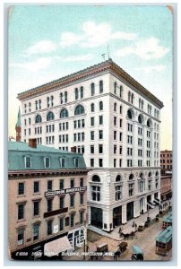 c1910's State Mutual Building Book Binders Trolley Worcester MA Antique Postcard