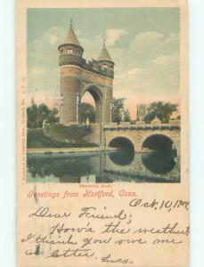 Pre-1907 very early view - MEMORIAL ARCH Hartford Connecticut CT n5803