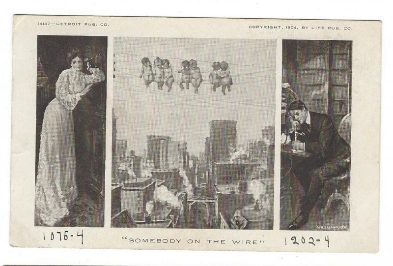 Balfour Ker Somebody on the Wire Cherubs Telephone Postcard