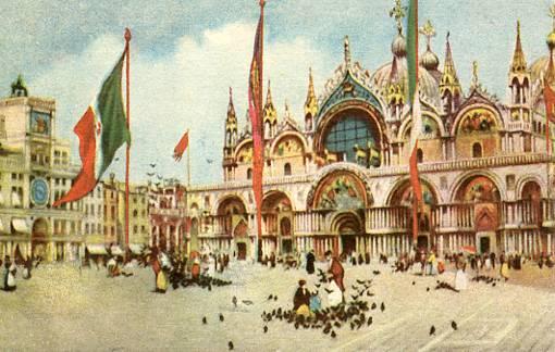 Italy - Venice, Basilica of St. Mark & Clock Tower  *Artist Signed: A. Scrocchi