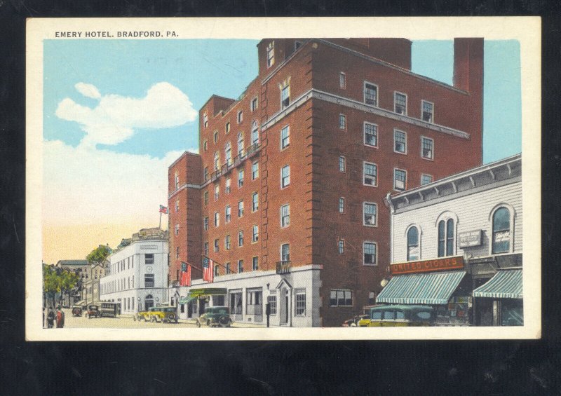 BRADFORD PENNSYLVANIA PA. DOWNTOWN EMORY HOTEL VINTAGE POSTCARD