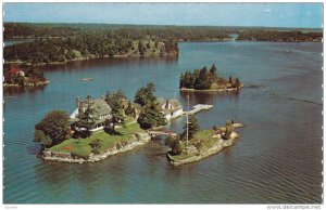 Aerial View, Shortest International Bridge, Zavikon Island, THOUSAND ISLANDS,...