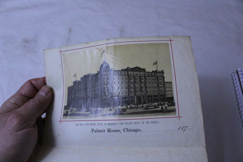 Vintage 1870's Palmer House Chicago Fire Proof Hotel Embossed Advertising