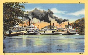 Unidentified Steamboat Race Ferry Boat Ship 