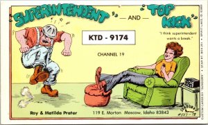 QSL Card Ktd-9174 Superintendent & Top Kick Roy & Matilda Prater