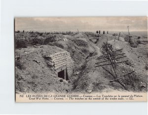 Postcard The trenches on the summit of the woden scale Great War Ruins France