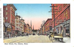 North Adams MA Street View Storefronts Copper Windows Trolley Postcard