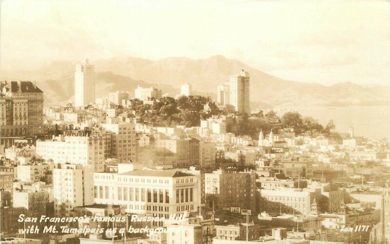 Birdseye San Francisco California Russian Hill Mt Tampalis RPPC Postcard 20-2089