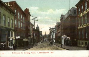 Cumberland MD Baltimore St. West c1910 Postcard