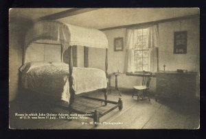 Quincy, Massachusetts/MA Postcard, Birthplace Bedroom Of John Quincy Adams