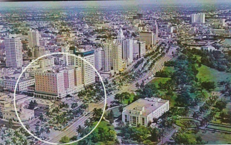 Florida Miami Aerial View Along Biscayne Boulevard Showing Hotel Row and Library