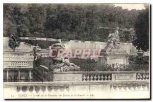 Postcard Old Nimes Fountain Garden Statue of Source