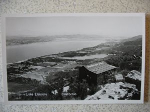 LAKE ELSINORE, CA ~ 1950s real photo INSPIRATION POINT and lake view/town