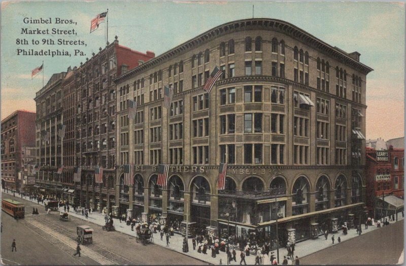 Postcard Gimbel Bros Market Street Philadelphia PA 1912