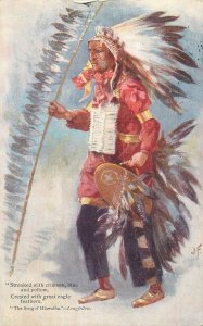 American native ethnic song of Hiawatha - Longfellow chief postcard 1904