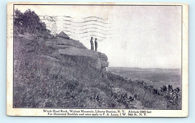 Postcard NY Liberty Station Witch Head Rock Walnut Mountain 1910 View R67