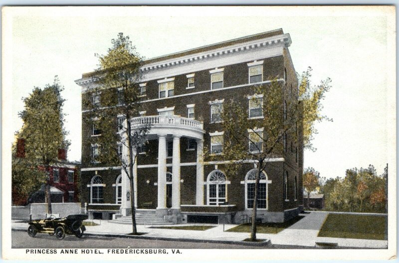 c1910s Fredericksburg VA Princess ANne Hotel Car Advertising Postcard Abbey A119