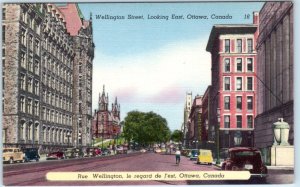 OTTAWA, ONTARIO  Canada  WELLINGTON STREET Scene looking East  c1940s  Postcard