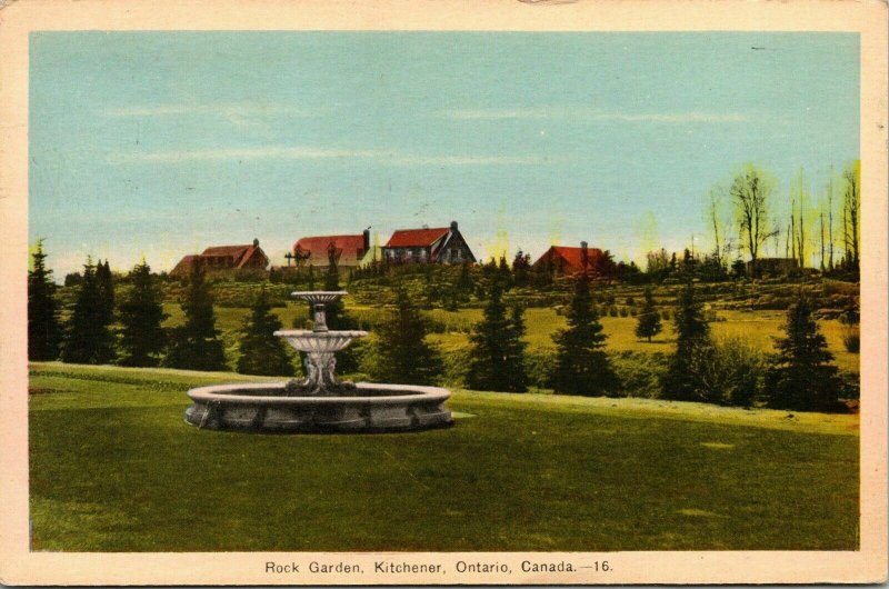 Rock Garden Kitchener Ontario Canada WB VTG Postcard PM Cancel WOB Note 