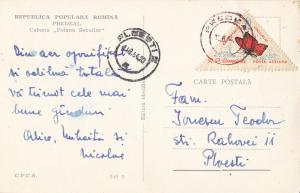 Romania postcard from `60s attractive butterfly stamp Predeal cabana Secuilor