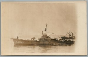 SC 343 SHIP ANTIQUE REAL PHOTO POSTCARD RPPC