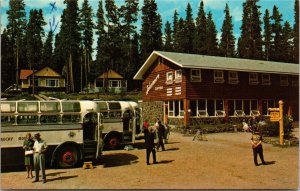 Postcard AB Johnston Canyon Banff National Park Buses Lodge Tourists 1960s S105
