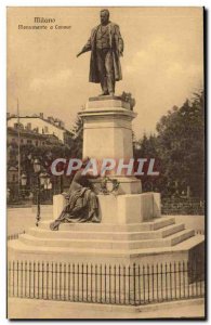 Italy Milano Old Postcard Monumento a Cavour