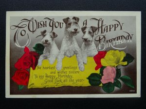 DOGGIE Happy Birthday Greetings TERRIER Dog Breed c1930s RP Postcard