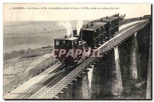 Langres Old Postcard The railway cremaillere connecting the station to the ci...