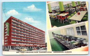 BIRMINGHAM, AL Alabama ~ MRS. TODD'S DELICIOUS FOOD 1954 Cars Roadside Postcard