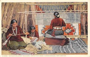 Navajo Blanket Weaver Women Native American Albuquerque NM Fred Harvey postcard