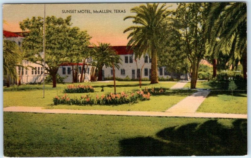 McALLEN, Texas TX   SUNSET MOTEL c1940s  owned by HOUSE OF DAVID  Postcard