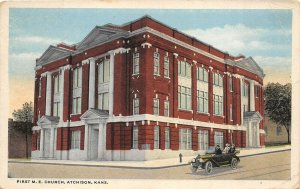 Atchison Kansas 1919 Postcard First M.E. Church