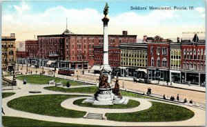 1910s Soldiers Monument Peoria Illinois Postcard