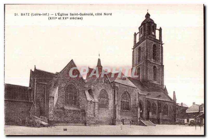 Old Postcard Batz The Church of Saint Guenole north coast