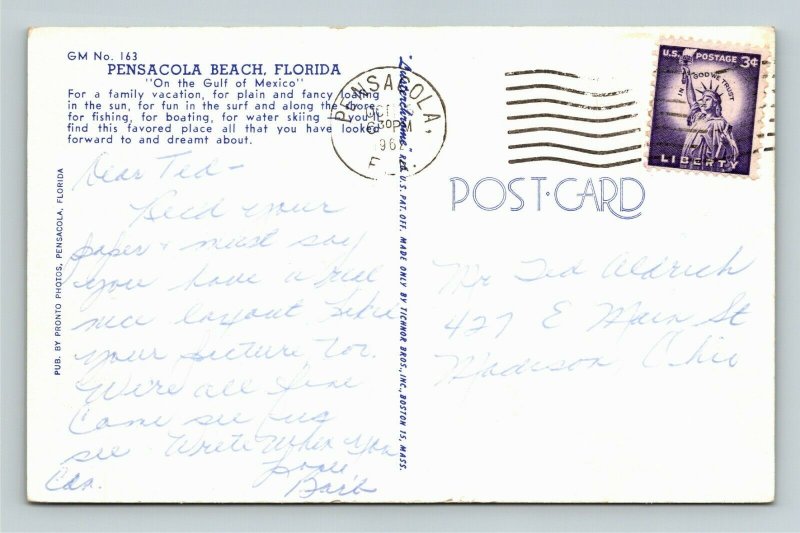 Pensacola Beach FL- Florida, Beach on the Gulf of Mexico, Chrome c1962 Postcard