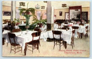 CHARLEVOIX, Michigan MI ~ Dining Room HOTEL ELSTON ca 1910s Postcard